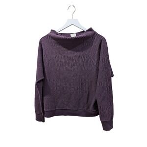 Anthropologie Postmark Purple Textured Diamond Quilted Funnel Neck Sweatshirt M